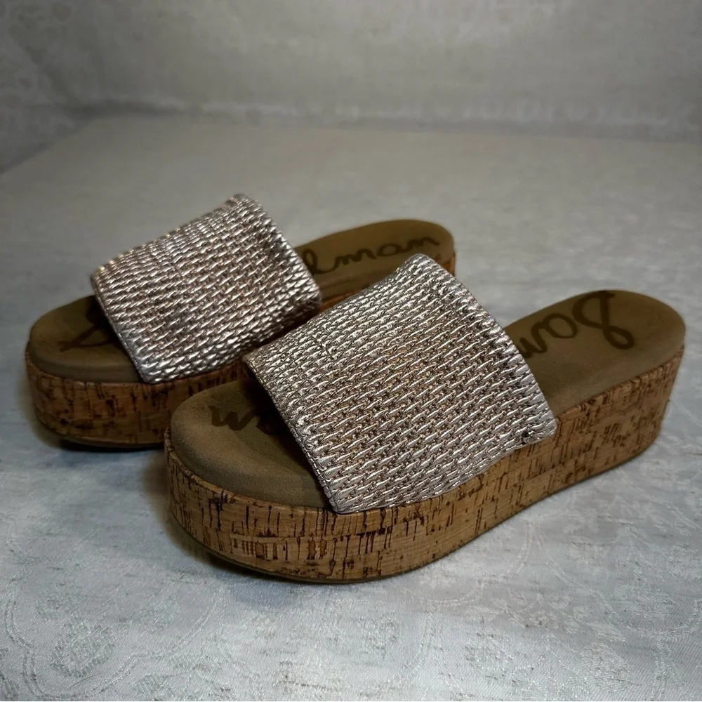 Sam Edelman Metallic Woven Wedge Sandals Size 6 - Picture 3 of 10